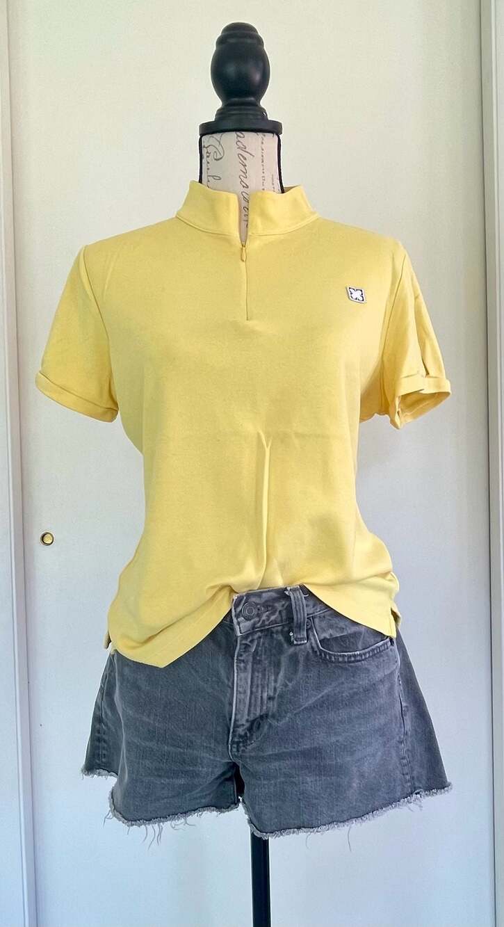 Liz Claiborne Golf Women's Yellow Quarter-Zip Short Sleeve Polo Shirt Size L